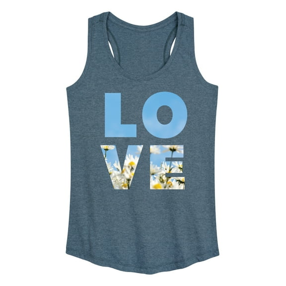 Instant Message - Spring - LOVE Daisies & Sky - Women's Racerback Tank Top