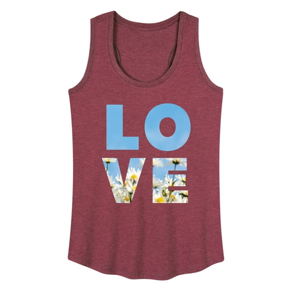 Instant Message - Spring - LOVE Daisies & Sky - Women's Racerback Tank Top