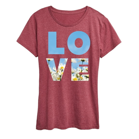 Instant Message - Spring - LOVE Daisies & Sky - Women's Short Sleeve Graphic T-Shirt