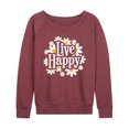 thumbnail image 1 of Instant Message - Spring - Live Happy - Women's Lightweight French Terry Long Sleeve Shirt, 1 of 6