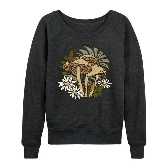 Instant Message - Spring - Mushrooms, Snails, & Daisies - Women's Lightweight French Terry Long Sleeve Shirt