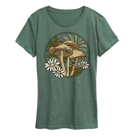 Instant Message - Spring - Mushrooms, Snails, & Daisies - Women's Short Sleeve Graphic T-Shirt