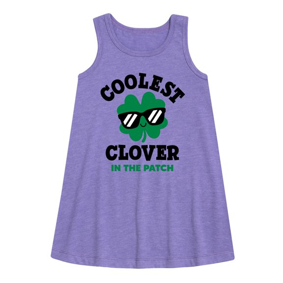 Instant Message - St. Patrick's Day - Coolest Clover in the Patch - Toddler and Youth Girls A-line Dress