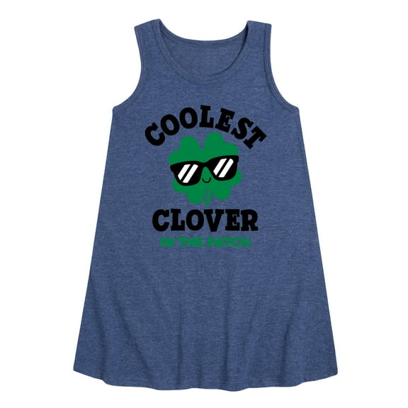 Instant Message - St. Patrick's Day - Coolest Clover in the Patch - Toddler and Youth Girls A-line Dress