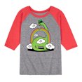 thumbnail image 1 of Instant Message - St. Patrick's Day - Dinosaur Eatting a Rainbow with a St. Patrick's Day Hat - Toddler And Youth Raglan Graphic T-Shirt, 1 of 1