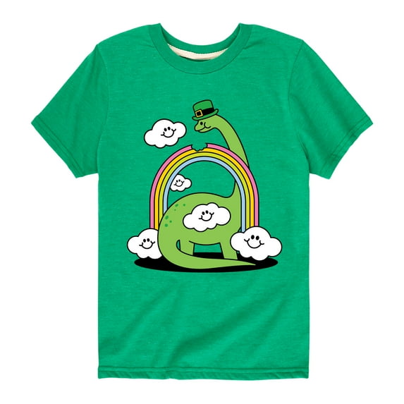 Instant Message - St. Patrick's Day - Dinosaur Eatting a Rainbow with a St. Patrick's Day Hat - Toddler And Youth Short Sleeve Graphic T-Shirt