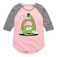thumbnail image 1 of Instant Message - St. Patrick's Day - Dinosuar Eating a Rainbow with a Leprechaun's Hat - Toddler And Youth Girls Raglan Graphic T-Shirt, 1 of 5