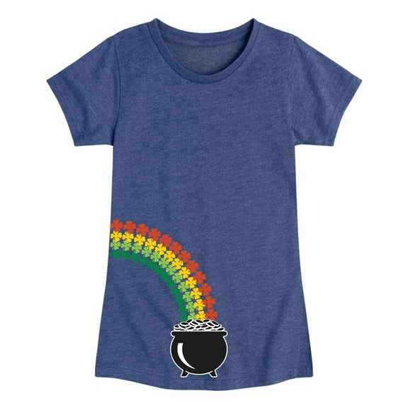 Instant Message - St. Patrick's Day - Follow the Clover Rainbow to a Pot of Gold - Toddler And Youth Girls Short Sleeve Graphic T-Shirt
