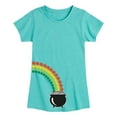 thumbnail image 1 of Instant Message - St. Patrick's Day - Follow the Clover Rainbow to a Pot of Gold - Toddler And Youth Girls Short Sleeve Graphic T-Shirt, 1 of 5
