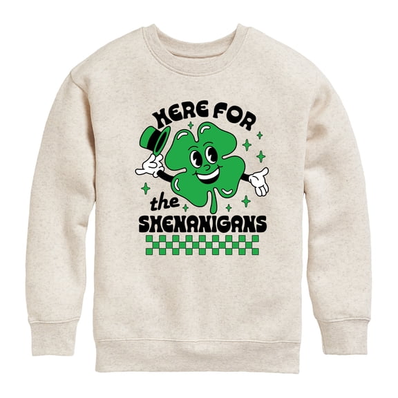 Instant Message - St. Patrick's Day Here For The Shenanigans - Toddler & Youth Crewneck Fleece Sweatshirt