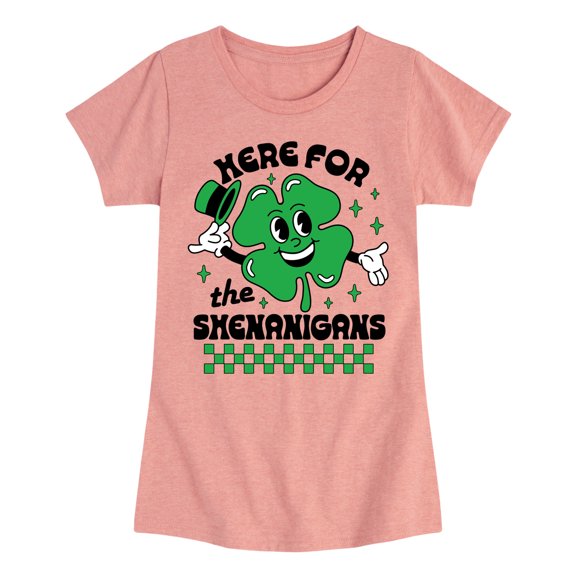 Instant Message - St. Patrick's Day Here For The Shenanigans - Toddler & Youth Girls Short Sleeve Graphic T-Shirt