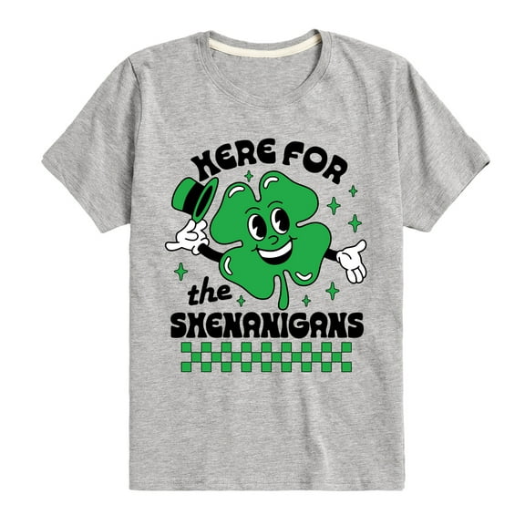 Instant Message - St. Patrick's Day Here For The Shenanigans - Toddler & Youth Short Sleeve Graphic T-Shirt