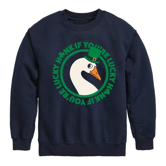 Instant Message - St. Patrick's Day Honk If Lucky - Toddler & Youth Crewneck Fleece Sweatshirt