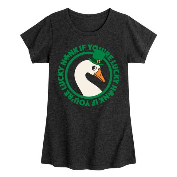 Instant Message - St. Patrick's Day Honk If Lucky - Toddler & Youth Girls Short Sleeve Graphic T-Shirt