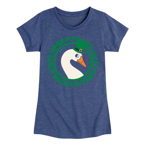 Instant Message - St. Patrick's Day Honk If Lucky  - Toddler & Youth Girls Short Sleeve Graphic T-Shirt