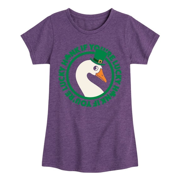Instant Message - St. Patrick's Day Honk If Lucky - Toddler & Youth Girls Short Sleeve Graphic T-Shirt
