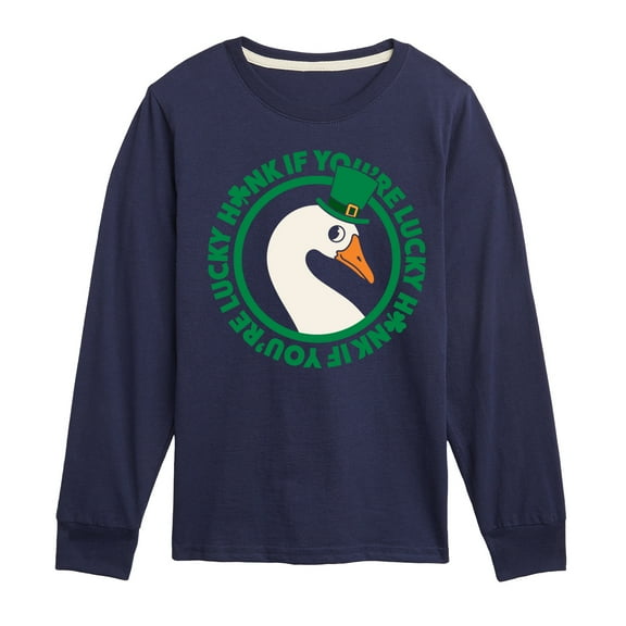 Instant Message - St. Patrick's Day Honk If Lucky - Toddler & Youth Long Sleeve Graphic T-Shirt