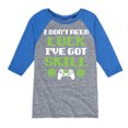 thumbnail image 1 of Instant Message - St. Patrick's Day - I Don't Need Luck, I've Got Skills - Toddler And Youth Raglan Graphic T-Shirt, 1 of 4