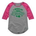 thumbnail image 1 of Instant Message - St. Patrick's Day - I Woke Up This Lucky - Toddler And Youth Girls Raglan Graphic T-Shirt, 1 of 5