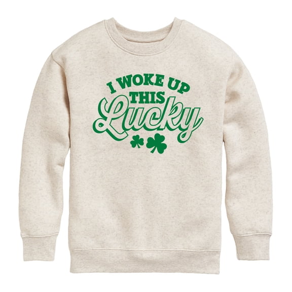 Instant Message - St. Patrick's Day - I Woke Up this Lucky - Toddler And Youth Crewneck Fleece Sweatshirt