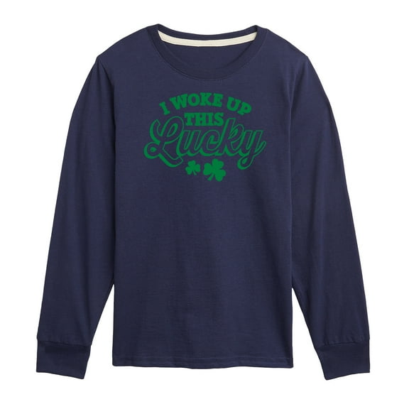 Instant Message - St. Patrick's Day - I Woke Up this Lucky - Toddler And Youth Long Sleeve Graphic T-Shirt