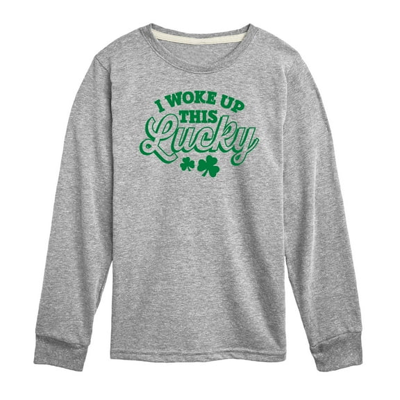 Instant Message - St. Patrick's Day - I Woke Up this Lucky - Toddler And Youth Long Sleeve Graphic T-Shirt