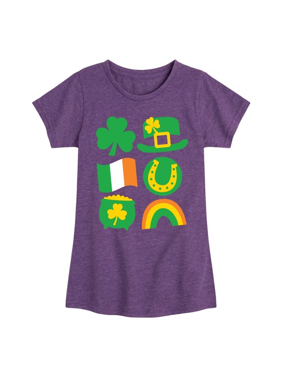 - St. Patrick's Day Icon Girls' Fitted Short Sleeve Graphic T-Shirt