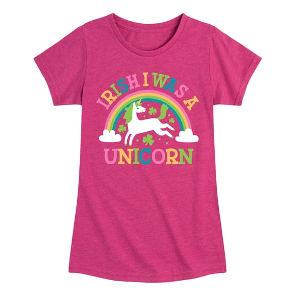 Instant Message - St. Patrick's Day - Irish I Was A Unicorn - Rainbow - Toddler And Youth Girls Short Sleeve Graphic T-Shirt