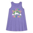 thumbnail image 1 of Instant Message - St. Patrick's Day - Irish I Was A Unicorn - Rainbow - Toddler and Youth Girls A-line Dress, 1 of 1