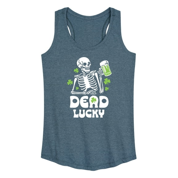 Instant Message - St. Patrick's Day - Irish Skeleton Dead Lucky - Women's Racerback Tank Top