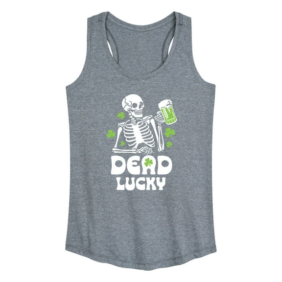 Instant Message - St. Patrick's Day - Irish Skeleton Dead Lucky - Women's Racerback Tank Top