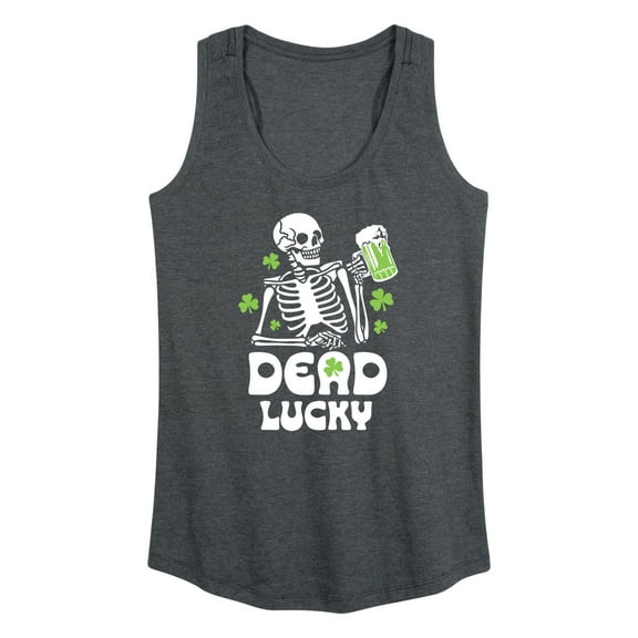 Instant Message - St. Patrick's Day - Irish Skeleton Dead Lucky - Women's Racerback Tank Top