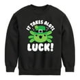 thumbnail image 1 of Instant Message - St. Patrick's Day - It Takes Alotl Luck - Axolotl - Toddler And Youth Crewneck Fleece Sweatshirt, 1 of 5