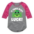 thumbnail image 1 of Instant Message - St. Patrick's Day - It Takes Alotl Luck - Axolotl - Toddler And Youth Girls Raglan Graphic T-Shirt, 1 of 4