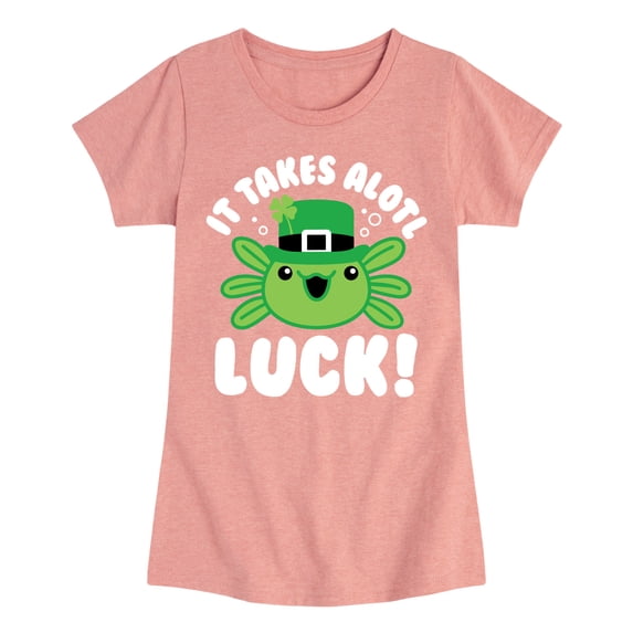 Instant Message - St. Patrick's Day - It Takes Alotl Luck - Axolotl - Toddler And Youth Girls Short Sleeve Graphic T-Shirt