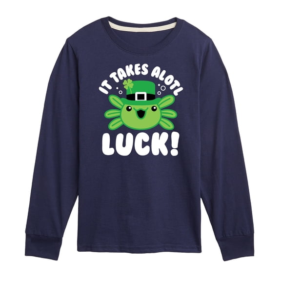 Instant Message - St. Patrick's Day - It Takes Alotl Luck - Axolotl - Toddler And Youth Long Sleeve Graphic T-Shirt