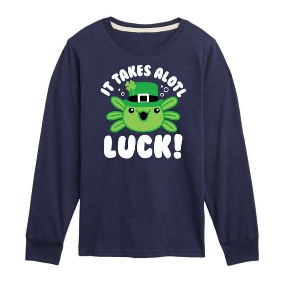 Instant Message - St. Patrick's Day - It Takes Alotl Luck - Axolotl - Toddler And Youth Long Sleeve Graphic T-Shirt