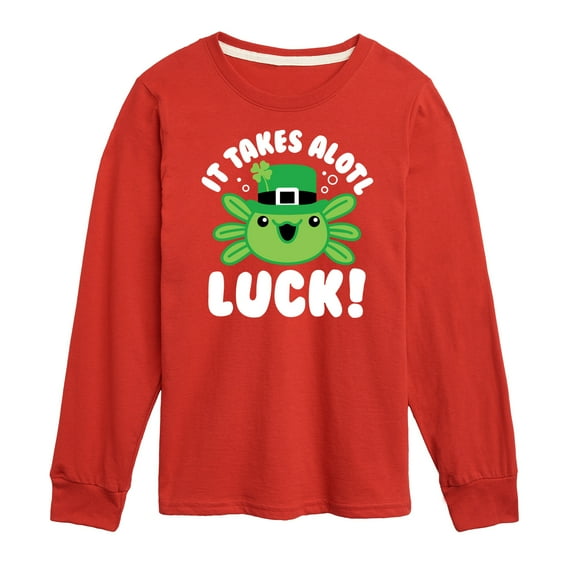 Instant Message - St. Patrick's Day - It Takes Alotl Luck - Axolotl - Toddler And Youth Long Sleeve Graphic T-Shirt
