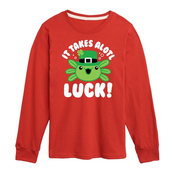 Instant Message - St. Patrick's Day - It Takes Alotl Luck - Axolotl - Toddler And Youth Long Sleeve Graphic T-Shirt