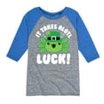 thumbnail image 1 of Instant Message - St. Patrick's Day - It Takes Alotl Luck - Axolotl - Toddler And Youth Raglan Graphic T-Shirt, 1 of 4