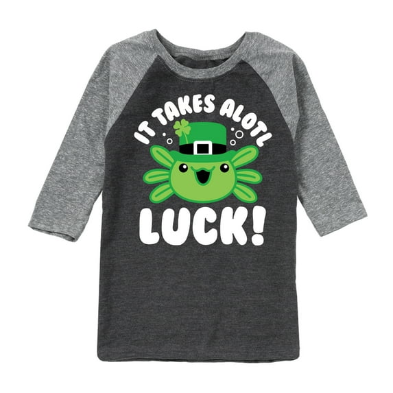 Instant Message - St. Patrick's Day - It Takes Alotl Luck - Axolotl - Toddler And Youth Raglan Graphic T-Shirt
