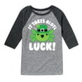 thumbnail image 1 of Instant Message - St. Patrick's Day - It Takes Alotl Luck - Axolotl - Toddler And Youth Raglan Graphic T-Shirt, 1 of 4