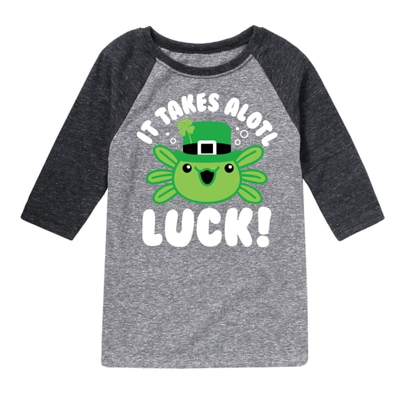 Instant Message - St. Patrick's Day - It Takes Alotl Luck - Axolotl - Toddler And Youth Raglan Graphic T-Shirt