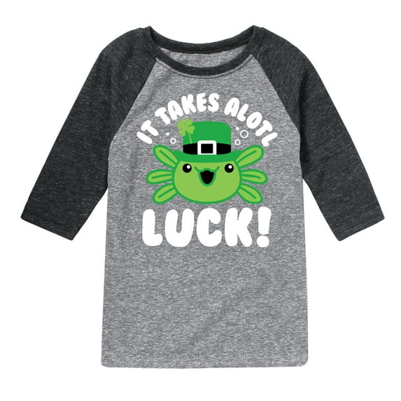 Instant Message - St. Patrick's Day - It Takes Alotl Luck - Axolotl - Toddler And Youth Raglan Graphic T-Shirt