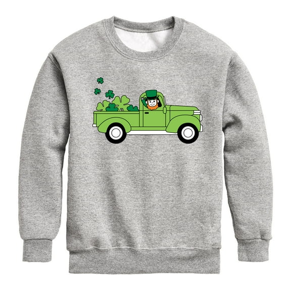 Instant Message - St. Patrick's Day - Leprechaun Truck - Delivering Luck - Toddler And Youth Crewneck Fleece Sweatshirt