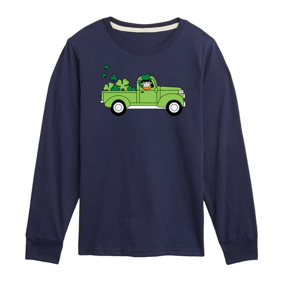 Instant Message - St. Patrick's Day - Leprechaun Truck - Delivering Luck - Toddler And Youth Long Sleeve Graphic T-Shirt