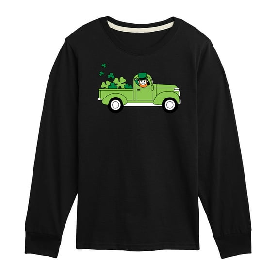 Instant Message - St. Patrick's Day - Leprechaun Truck - Delivering Luck - Toddler And Youth Long Sleeve Graphic T-Shirt
