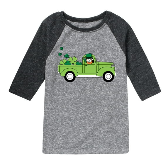 Instant Message - St. Patrick's Day - Leprechaun Truck - Delivering Luck - Toddler And Youth Raglan Graphic T-Shirt