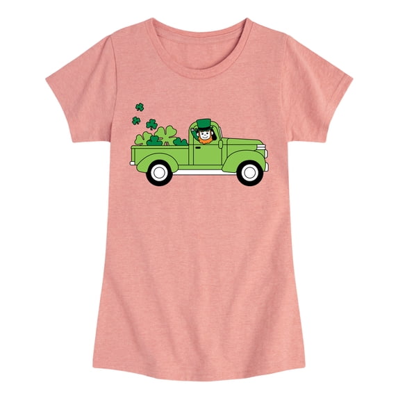 Instant Message - St. Patrick's Day - Leprechaun Truck Delivering Shamrocks - Toddler And Youth Girls Short Sleeve Graphic T-Shirt