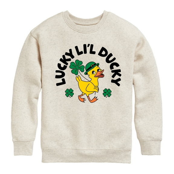 Instant Message - St. Patrick's Day Lucky Lil Ducky - Toddler & Youth Crewneck Fleece Sweatshirt